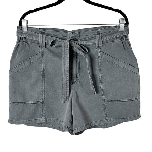 Old Navy Womens Utility Shorts M Gray Belted High Rise Cargo Pockets 100% Cotton - Picture 1 of 6